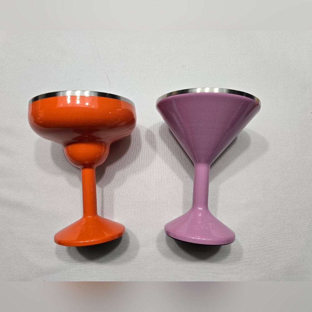 Orca Martini And Margarita Orange and Purple Cocktail Cup Set
